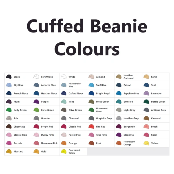  Bb45 Cuffed Beanie Colour Options